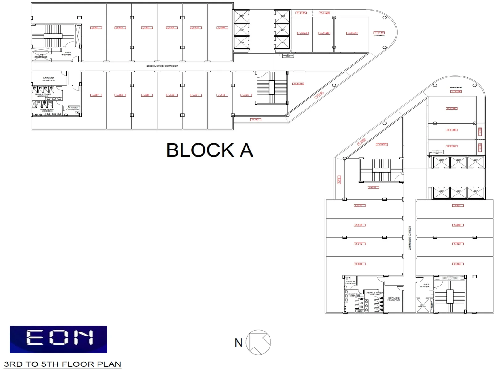 Fairfox EON third to fifth floor plan