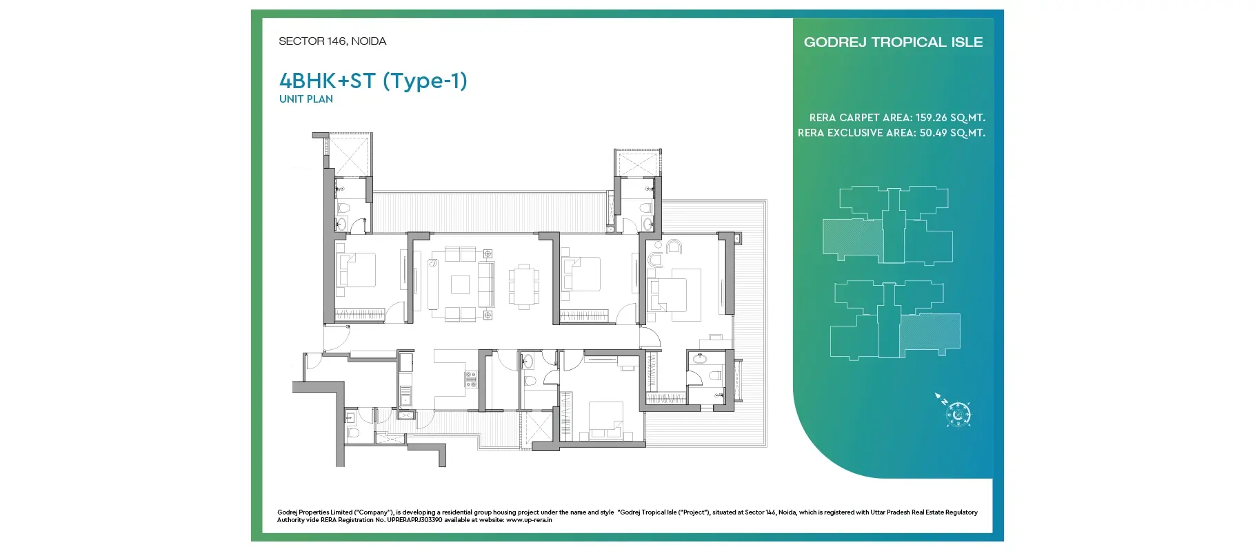 Godrej Tropical Isle 4 BHK refuge type floor plan
